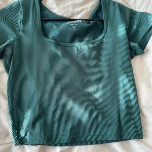 Hollister Green Ribbed Short Sleeve Top